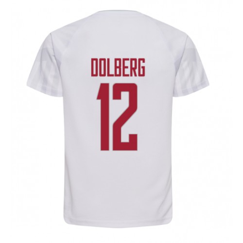 Fotballdrakt Herre Danmark Kasper Dolberg #12 Bortedrakt VM 2022 Kortermet